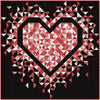 Image of the Mini Exploding Heart quilting cotton fabric by Slice of Pi Quilts for Riley Blake Designs. Features a heart pattern on a black pattern.
Cute Little Fabric Shop
