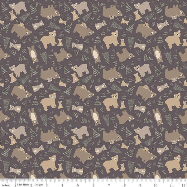 Elmer and Eloise Bears C14241 Brown by Riley Blake - Bears Bear Cubs Trees - Quilting Cotton Fabric