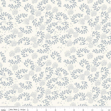 23" End of Bolt - Gingham Foundry Vines C11133 Cream - Riley Blake Designs - Xs Sprigs of Leaves - Quilting Cotton Fabric