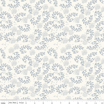 Fat Quarter End of Bolt - Gingham Foundry Vines C11133 Cream - Riley Blake Designs - Xs Sprigs of Leaves - Quilting Cotton Fabric