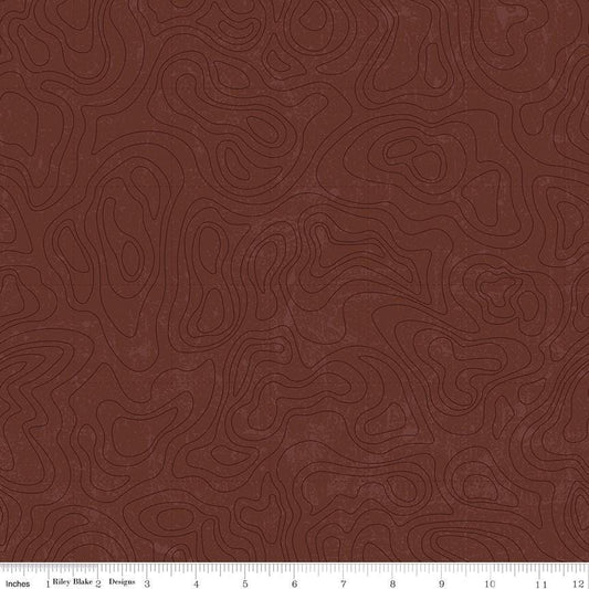 DEAL National Parks Topographic Brown Tone-on-Tone Outdoors Map Fabric - C13293 - Riley Blake Quilting Cotton Fabric
