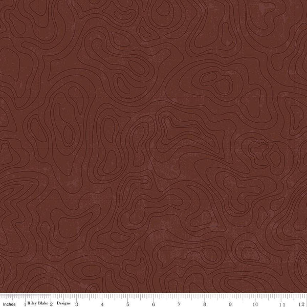 SALE National Parks Topographic C13293 Brown - Riley Blake Designs - Outdoors Tone-on-Tone Map - Quilting Cotton Fabric