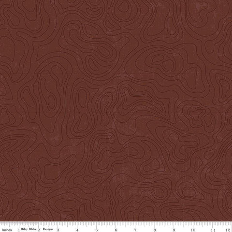 SALE National Parks Topographic C13293 Brown - Riley Blake Designs - Outdoors Tone-on-Tone Map - Quilting Cotton Fabric