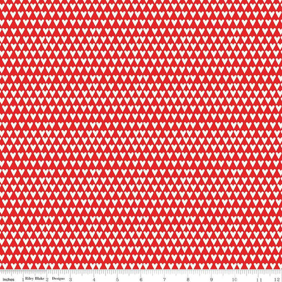 Image of the You & Me Hearts Red quilting cotton fabric by Sandy Gervais for Riley Blake Designs. Features small hearts on a red background.
Cute Little Fabric Shop