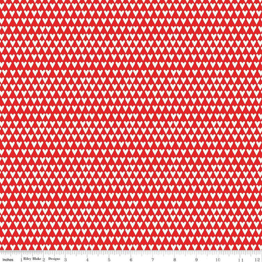Image of the You & Me Hearts Red quilting cotton fabric by Sandy Gervais for Riley Blake Designs. Features small hearts on a red background.
Cute Little Fabric Shop