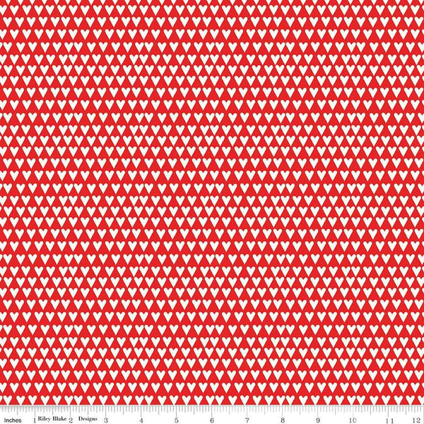 Image of the You & Me Hearts Red quilting cotton fabric by Sandy Gervais for Riley Blake Designs. Features small hearts on a red background.
Cute Little Fabric Shop