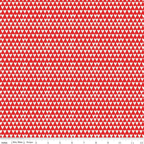 Image of the You & Me Hearts Red quilting cotton fabric by Sandy Gervais for Riley Blake Designs. Features small hearts on a red background.
Cute Little Fabric Shop