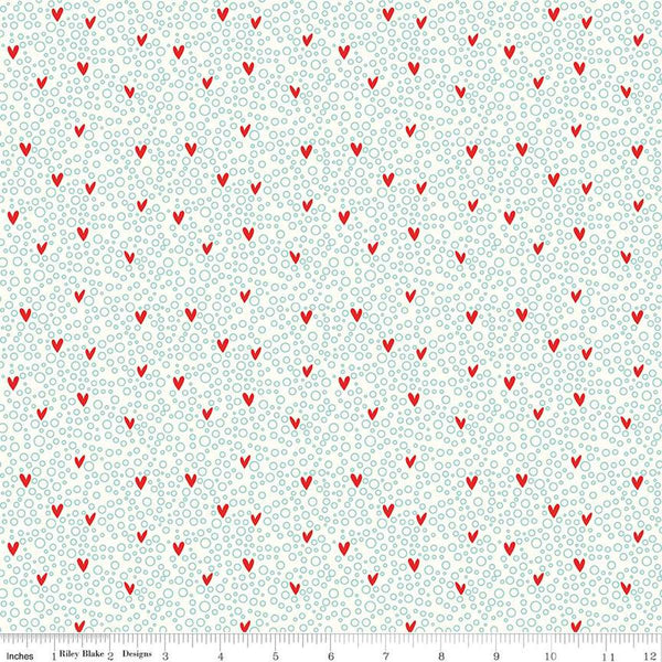 Image of the You & Me Dots Cream quilting cotton fabric by Sandy Gervais for Riley Blake Designs. Features small hearts and circles on a cream background.
Cute Little Fabric Shop