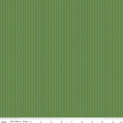 Image of the 1/8 Inch Tonal Stripe Clover quilting cotton fabric by Riley Blake Designs. Features tone on tone green stripes. 
Cute Little Fabric Shop