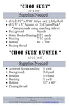 Image of the Chop Suey quilt pattern by 4th and Main Design for Riley Blake Designs. Features the fabric requirements.
Cute Little Fabric Shop