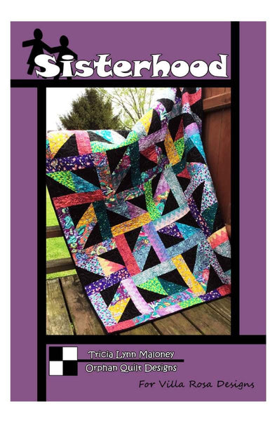 Image of the Sisterhood quilt pattern by Villa Rosa Design for Riley Blake Designs. Features a lined quilt pattern. 
Cute Little Fabric Shop