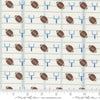 Image of the Play Ball Football Chalk quilting cotton fabric by Moda Fabrics. Features novelty goal posts and footballs on a cream background. 
Cute Little Fabric Shop