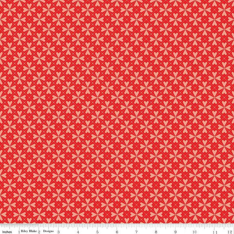 Image of the You & Me Hearts Grid Red quilting cotton fabric by Sandy Gervais for Riley Blake Designs. Features geometric hearts on a red background.
Cute Little Fabric Shop