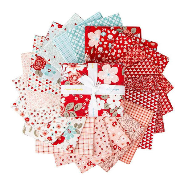 Image of the You & Me fat quarter bundle by Sandy Gervais for Riley Blake Designs. Features valentines day fabrics with red, pink, and cream fabrics.
Cute Little Fabric Shop