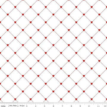 Image of the Take Heart Heart Cross White quilting cotton fabric by J. Wecker Frisch for Riley Blake Designs. Features a grid with hearts on a white background.
Cute Little Fabric Shop
