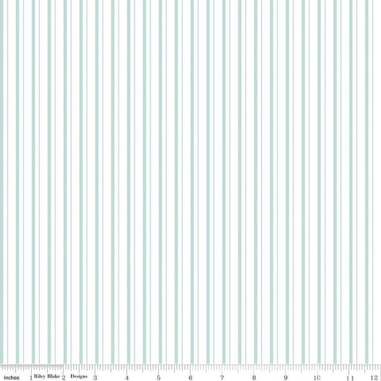 Image of the Take Heart Stripe Aqua quilting cotton fabric by J. Wecker Frisch for Riley Blake Designs. Features aqua stripes on a white background.
Cute Little Fabric Shop