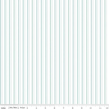 Image of the Take Heart Stripe Aqua quilting cotton fabric by J. Wecker Frisch for Riley Blake Designs. Features aqua stripes on a white background.
Cute Little Fabric Shop