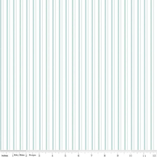 Image of the Take Heart Stripe Aqua quilting cotton fabric by J. Wecker Frisch for Riley Blake Designs. Features aqua stripes on a white background.
Cute Little Fabric Shop