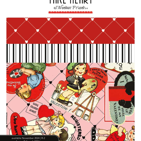 Image of the Take Heart Storyboard  by J. Wecker Frisch for Riley Blake Designs. Features valentines day fabrics with red, pink, and cream backgrounds. 
Cute Little Fabric Shop