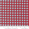 Image of the Play Ball Baseball Cardinal quilting cotton fabric by Moda Fabrics. Features novelty scattered baseballs on a red background. 
Cute Little Fabric Shop