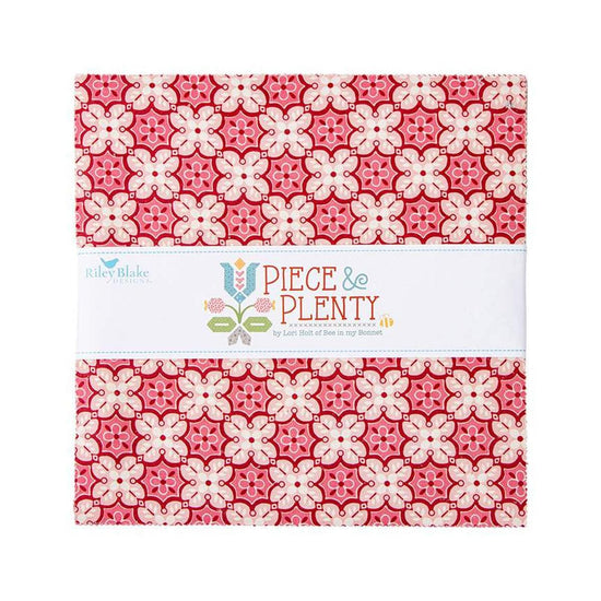 Image of the Piece and Plenty 10 Inch Stacker by Lori Holt for Riley Blake Designs. Features many colors of fabrics with various patterns. 
Cute Little Fabric Shop