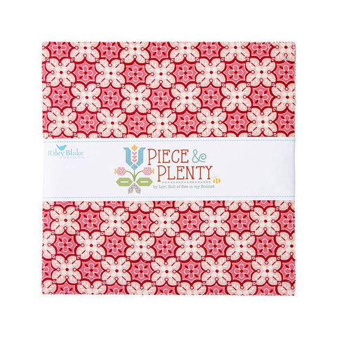 Image of the Piece and Plenty 10 Inch Stacker by Lori Holt for Riley Blake Designs. Features many colors of fabrics with various patterns. 
Cute Little Fabric Shop