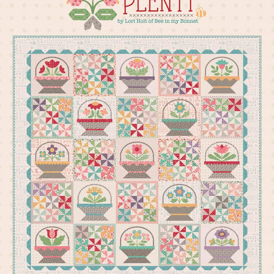 Image of the Piece and Plenty Storyboard by Lori Holt for Riley Blake Designs. Features many colors of fabrics with various patterns. 
Cute Little Fabric Shop