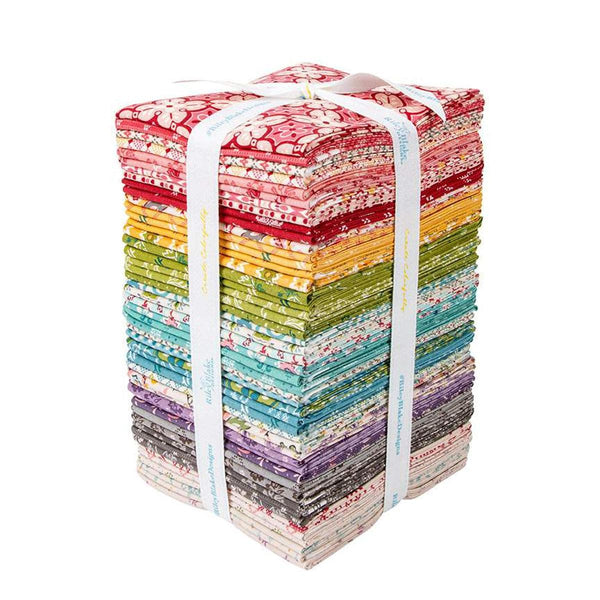 Image of the Piece and Plenty Fat Quarter Bundle by Lori Holt for Riley Blake Designs. Features many colors of fabrics with various patterns. 
Cute Little Fabric Shop