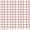 Image of the Red Delicious Candy Apple Cloud quilting cotton fabric by Riley Blake Designs. Features a red and white dotted plaid pattern on a cream background. 
Cute Little Fabric Shop