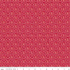 Image of the Red Delicious Strawberry Shortcake Berry quilting cotton fabric by Riley Blake Designs. Features floral scallops on a hot pink background. 
Cute Little Fabric Shop