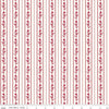 Image of the Red Delicious Currant Jelly Cloud quilting cotton fabric by Riley Blake Designs. Features floral and dotted stripes on a cloud background. 
Cute Little Fabric Shop