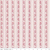 Image of the Red Delicious Currant Jelly Cloud quilting cotton fabric by Riley Blake Designs. Features floral and dotted stripes on a cloud background. 
Cute Little Fabric Shop