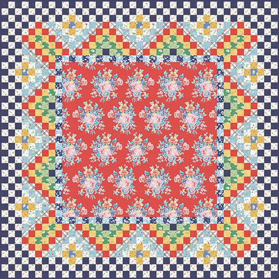 Image of the Featuring Fabric quilt pattern by American Jane for Riley Blake Designs. Features a quilt with one featured fabric in the center. 
Cute Little Fabric Shop