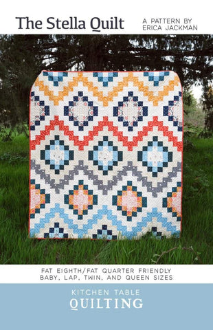 Image of The Stella Quilt Quilt Pattern by Kitchen Table Quilting for Riley Blake Designs. Features a diamond quilt pattern. 
Cute Little Fabric Shop