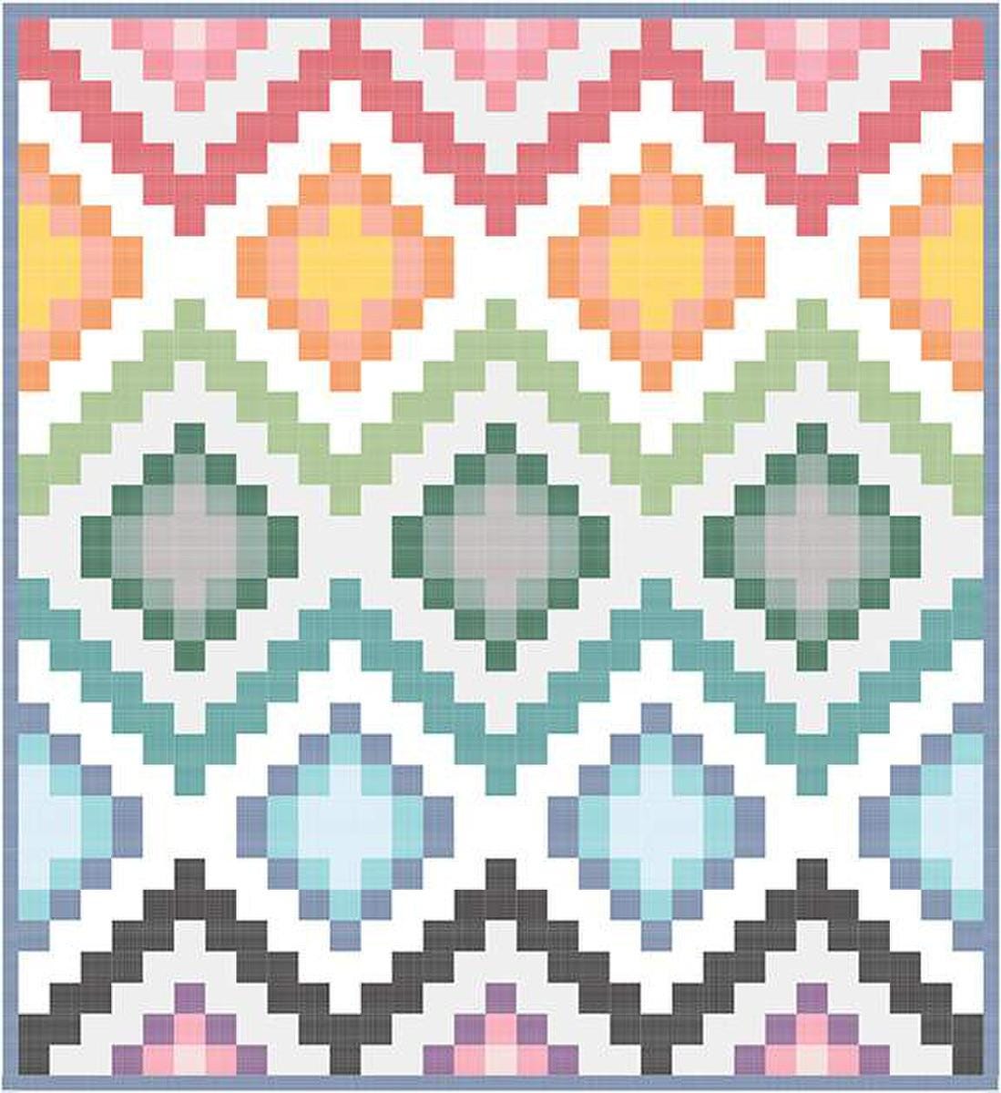 Image of The Stella Quilt Quilt Pattern by Kitchen Table Quilting for Riley Blake Designs. Features a diamond quilt pattern. 
Cute Little Fabric Shop