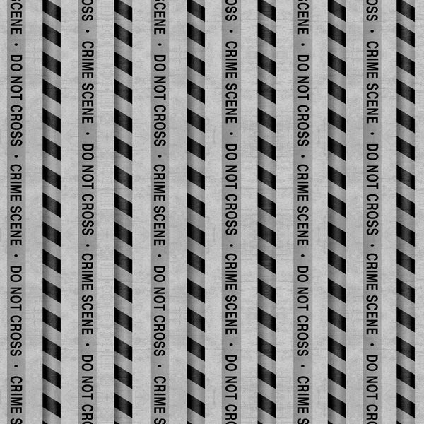 Image of the True Detective Crime Scene Stripe Gray quilting cotton fabrics by Morris Creative Group for QT Fabrics. Features crime scene tape on a gray background.
Cute Little Fabric Shop