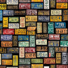 Image of the Heavy Metal License Plates Black J quilting cotton fabric by Morris Creative Group for QT Fabrics. Features small license plates on a black background. 
Cute Little Fabric Shop