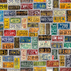 Image of the Heavy Metal License Plates Gray K quilting cotton fabric by Morris Creative Group for QT Fabrics. Features small license plates on a gray background. 
Cute Little Fabric Shop