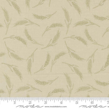 Image of the Farmstead Wheat Linen quilting cotton fabric by Stacy Iest Hsu for Moda Fabrics. Features small pieces of wheat on a beige background. 
Cute Little Fabric Shop
