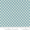 Image of the Farmstead Gingham Mountain Stream quilting cotton fabric by Stacy Iest Hsu for Moda Fabrics. Features printed diagonal gingham on a denim blue background. 
Cute Little Fabric Shop