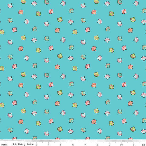 Mer-Mazing Seashells C14193 Blue by Riley Blake Designs - Shells - Quilting Cotton Fabric