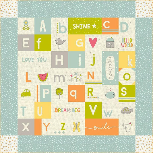 Image of the Alphabet Soup quilt pattern by Sweetwater for Moda Fabrics. Features a quilt with baby shapes and animals.
Cute Little Fabric Shop