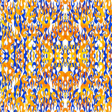 Image of the Heavy Metal Flame White Z quilting cotton fabric by Morris Creative Group for QT Fabrics. Features fire flames on a white background. 
Cute Little Fabric Shop