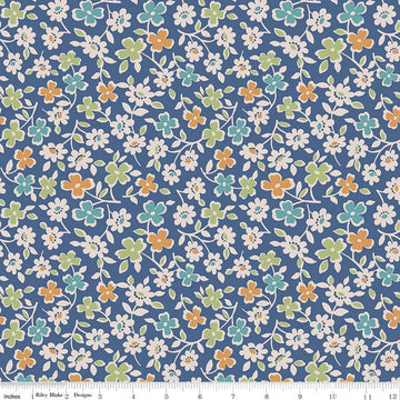 Image of the Wide Back Autumn Cosmos Denim quilting cotton fabric by Lori Holt for Riley Blake Designs. Features flowers on a navy background.
Cute Little Fabric Shop