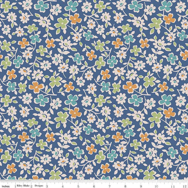 Image of the Wide Back Autumn Cosmos Denim quilting cotton fabric by Lori Holt for Riley Blake Designs. Features flowers on a navy background.
Cute Little Fabric Shop