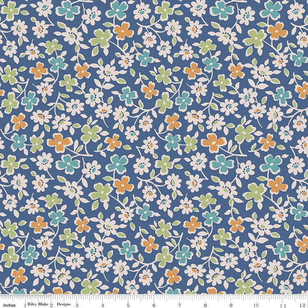 Image of the Wide Back Autumn Cosmos Denim quilting cotton fabric by Lori Holt for Riley Blake Designs. Features flowers on a navy background.
Cute Little Fabric Shop