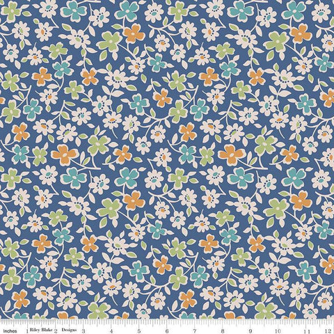 Image of the Wide Back Autumn Cosmos Denim quilting cotton fabric by Lori Holt for Riley Blake Designs. Features flowers on a navy background.
Cute Little Fabric Shop