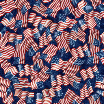 Image of the American Heroes Police Wavy Flag Navy fabric. Features wavy american flags on a navy background.
Cute Little Fabric Shop