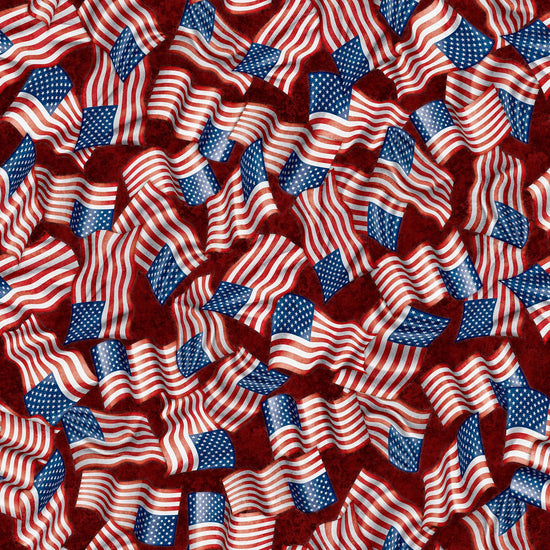 Image of the American Heroes Police Police Badges Brick quilting cotton fabric by QT Fabrics. Features police badges on a dark red background.
Cute Little Fabric Shop
