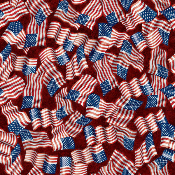 Image of the American Heroes Police Police Badges Brick quilting cotton fabric by QT Fabrics. Features police badges on a dark red background.
Cute Little Fabric Shop